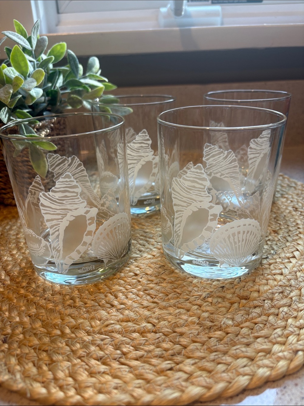 (4) Vintage Culver Seashell Whiskey Glasses
